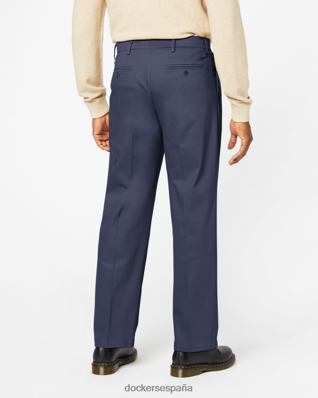 pantalones caqui característicos, plisados ​​y de ajuste relajado hombres Dockers Azul marino ropa 8F0406110