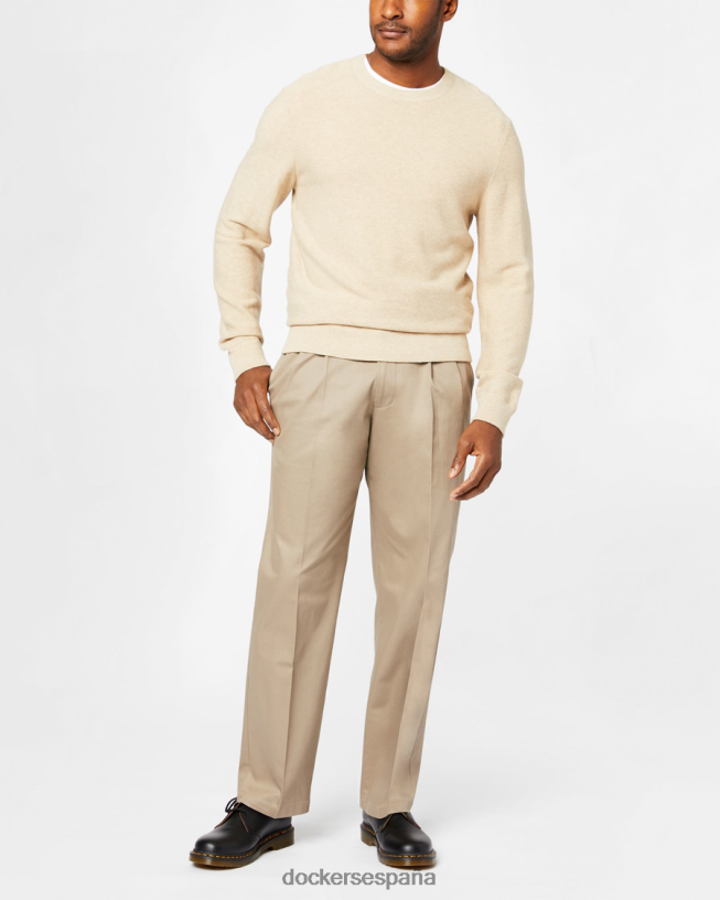 pantalones caqui característicos, plisados ​​y de ajuste relajado hombres Dockers caqui ropa 8F0406109