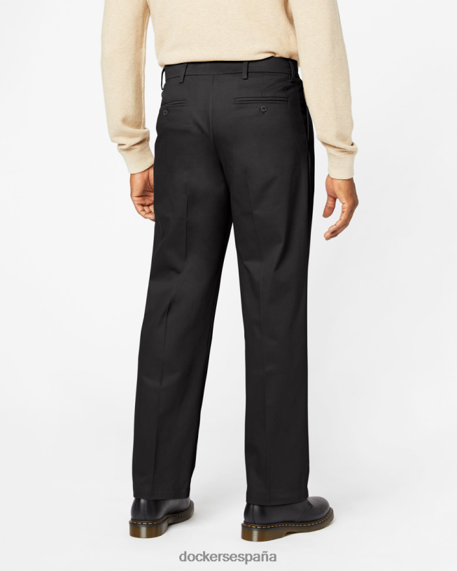 pantalones caqui característicos, plisados ​​y de ajuste relajado hombres Dockers negro ropa 8F0406108