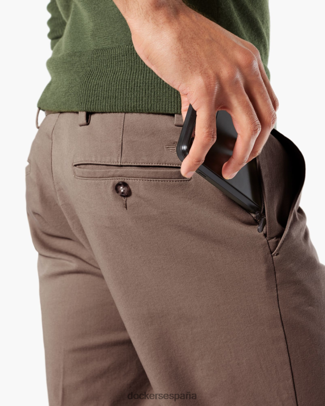 pantalones caqui de trabajo, corte cónico (grandes y altos) hombres Dockers guijarro oscuro - marrón ropa 8F0406448