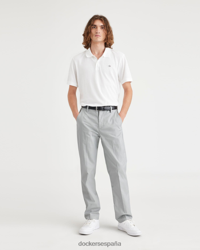 pantalones caqui de trabajo, corte recto hombres Dockers tiro alto - gris ropa 8F040627