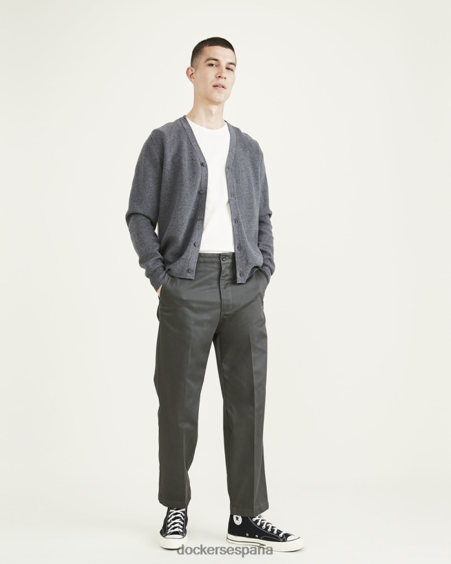 pantalones caqui recortados, ajuste relajado hombres Dockers quimera - verde ropa 8F0406663