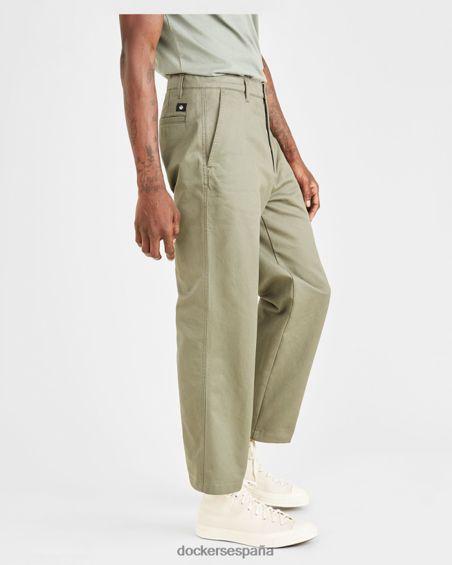 pantalones caqui recortados, corte recto hombres Dockers camuflaje - verde ropa 8F0406662