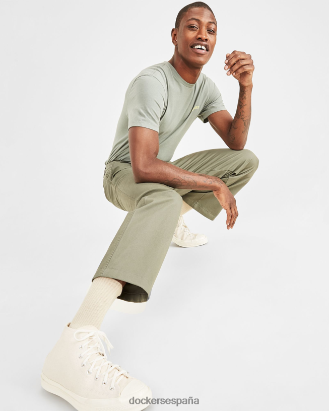 pantalones caqui recortados, corte recto hombres Dockers camuflaje - verde ropa 8F0406662