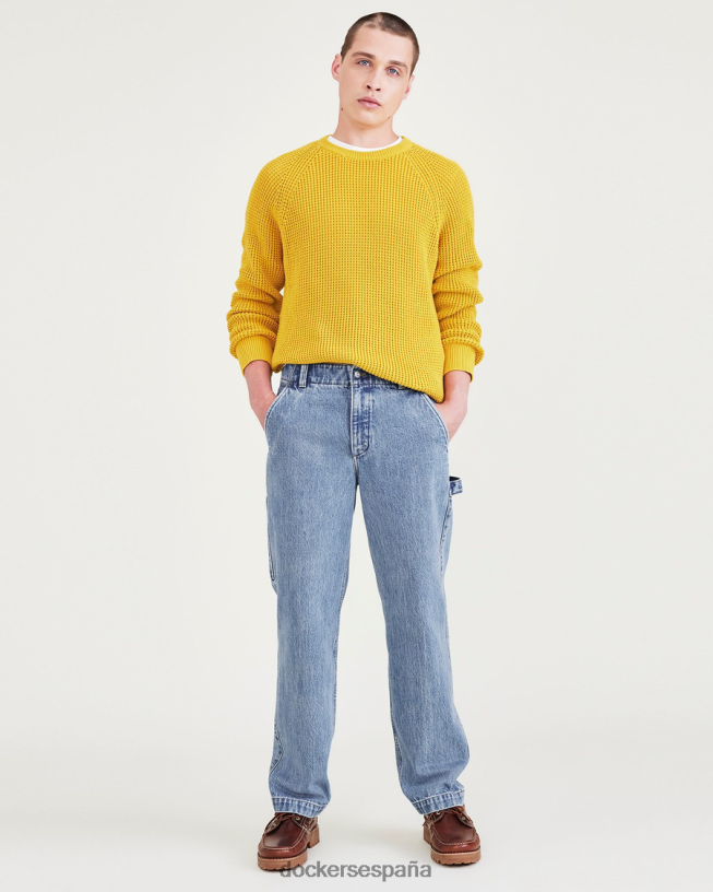 pantalones de carpintero de california, corte recto hombres Dockers lavado a la piedra índigo medio - azul ropa 8F0406748