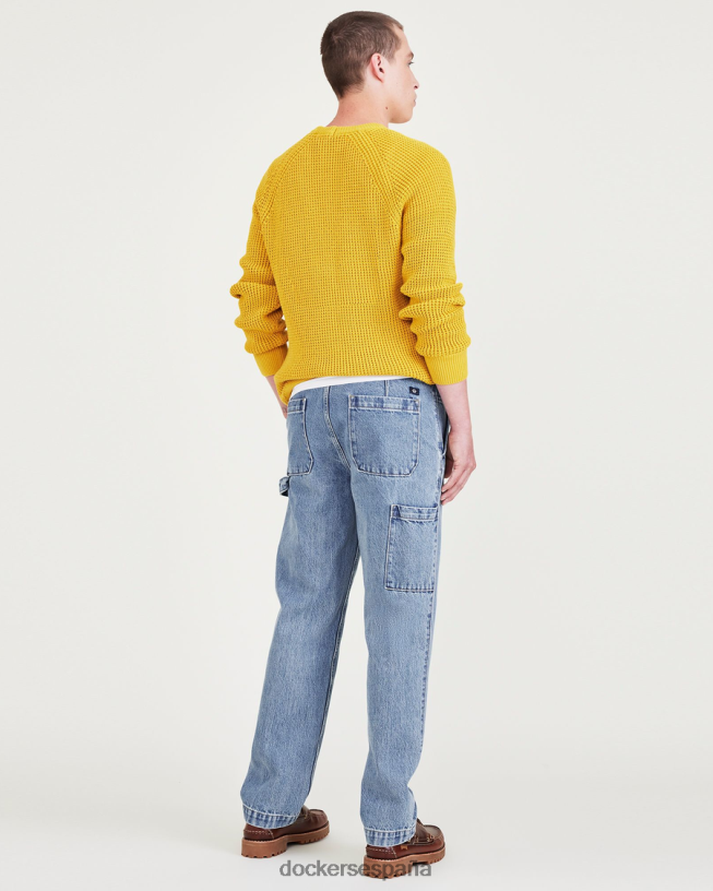 pantalones de carpintero de california, corte recto hombres Dockers lavado a la piedra índigo medio - azul ropa 8F0406748