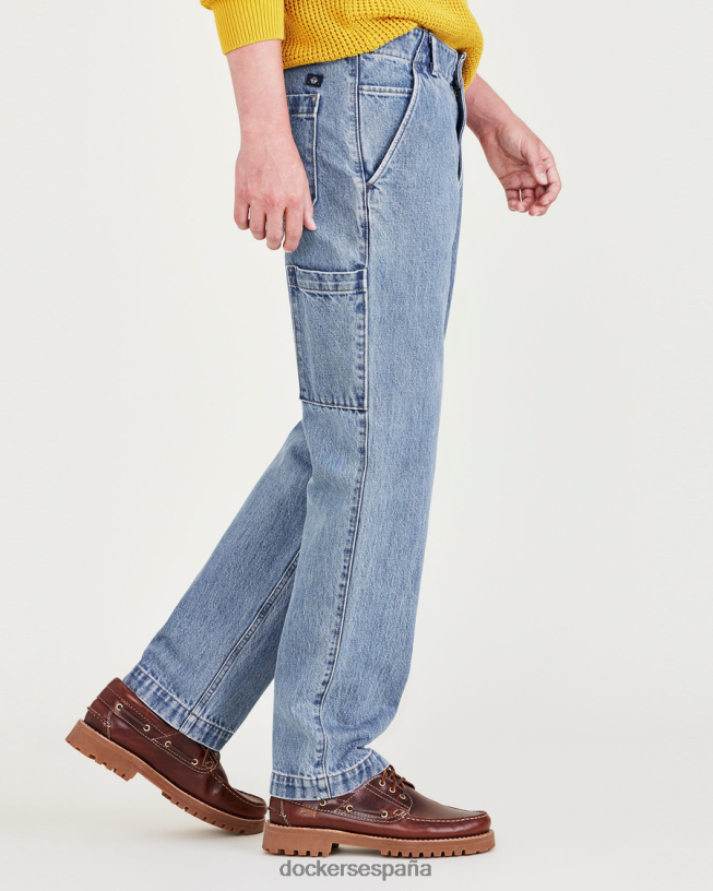 pantalones de carpintero de california, corte recto hombres Dockers lavado a la piedra índigo medio - azul ropa 8F0406748