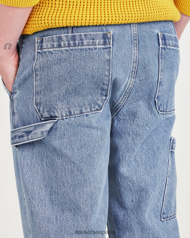 pantalones de carpintero de california, corte recto hombres Dockers lavado a la piedra índigo medio - azul ropa 8F0406748