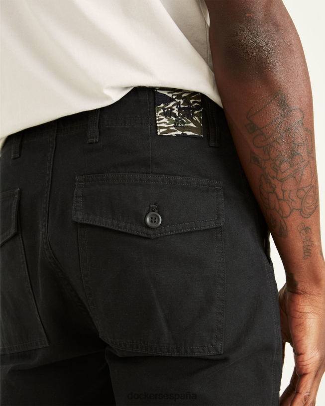 pantalones de fatiga de la colección jon rose, corte recto hombres Dockers hermoso negro ropa 8F0406842