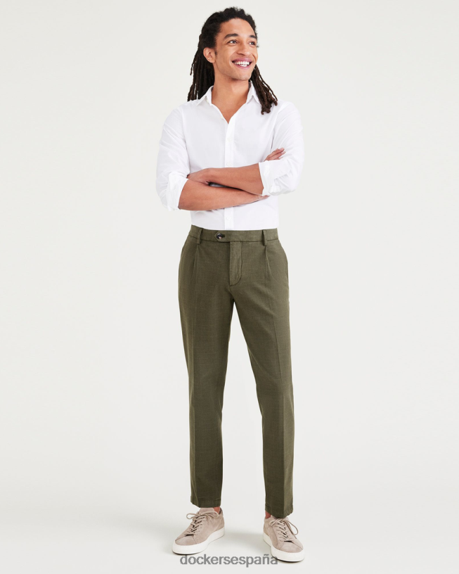 pantalones hechos a mano, corte estrecho y entallado hombres Dockers tempo noche del bosque - verde ropa 8F040662