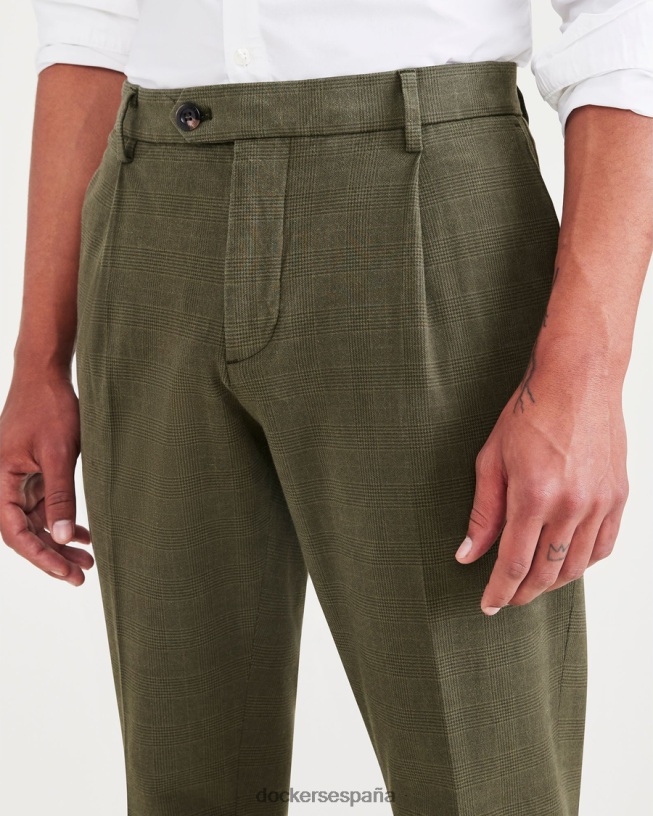 pantalones hechos a mano, corte estrecho y entallado hombres Dockers tempo noche del bosque - verde ropa 8F040662