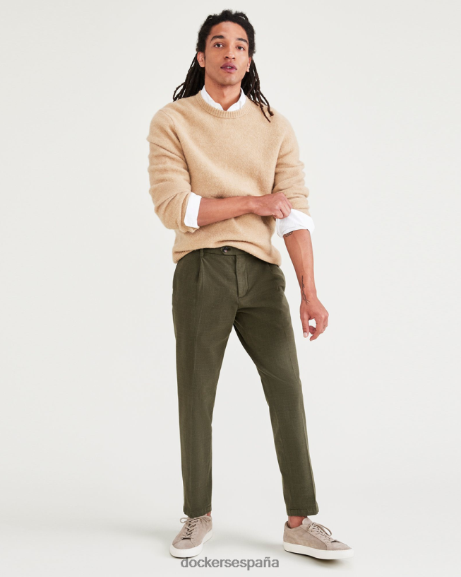 pantalones hechos a mano, corte estrecho y entallado hombres Dockers tempo noche del bosque - verde ropa 8F040662