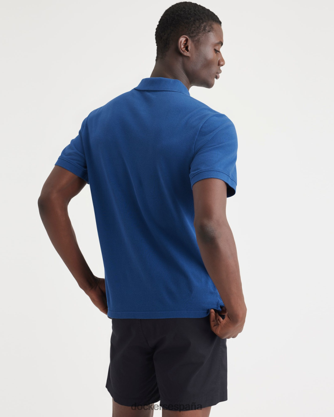 polo con cuello de canalé, corte entallado hombres Dockers Azul verdadero ropa 8F040635
