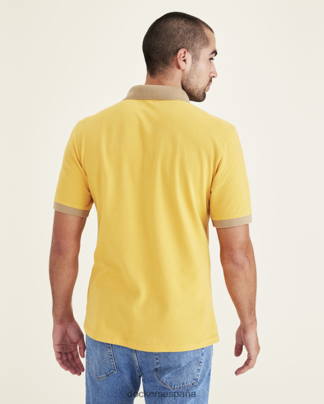 polo con cuello de canalé, corte entallado hombres Dockers albaricoque dorado - amarillo ropa 8F0406552