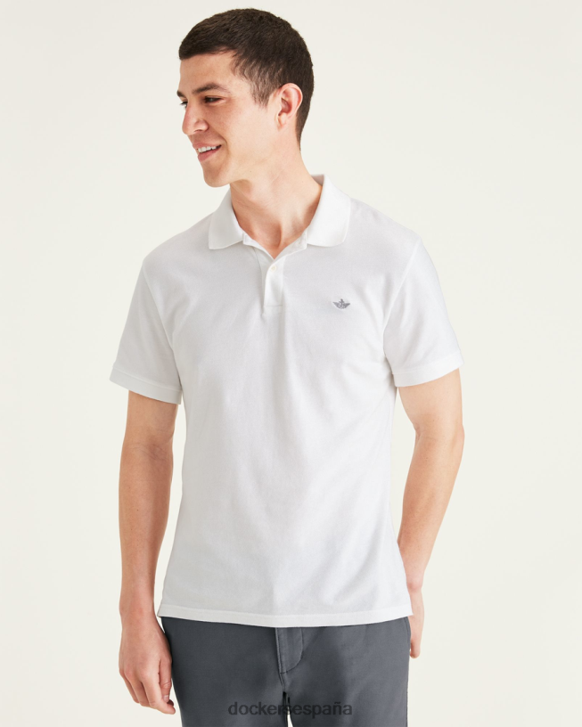 polo con cuello de canalé, corte entallado hombres Dockers blanco brillante ropa 8F040630