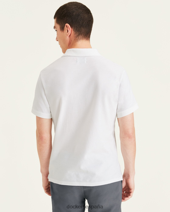 polo con cuello de canalé, corte entallado hombres Dockers blanco brillante ropa 8F040630