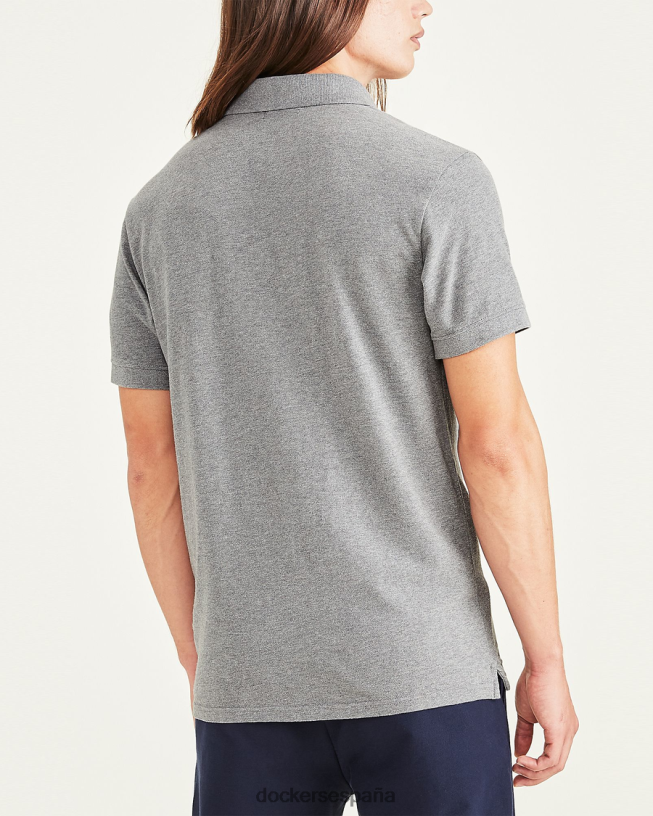 polo con cuello de canalé, corte entallado hombres Dockers brezo gris ropa 8F040633