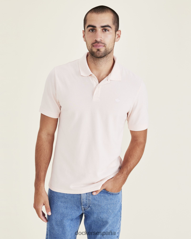 polo con cuello de canalé, corte entallado hombres Dockers cuarzo rosa - rosa ropa 8F0406553