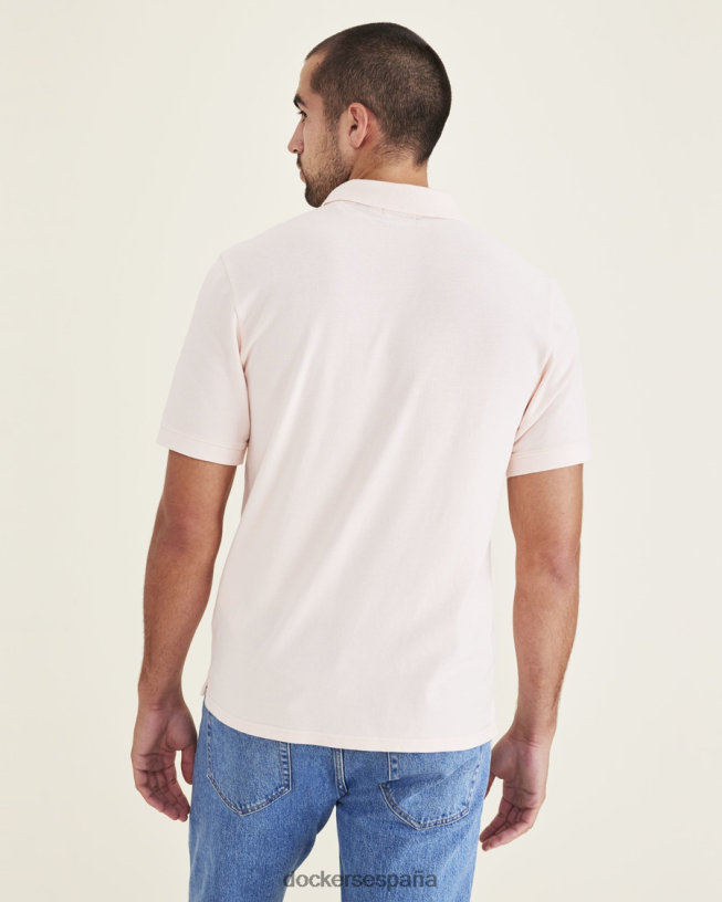 polo con cuello de canalé, corte entallado hombres Dockers cuarzo rosa - rosa ropa 8F0406553