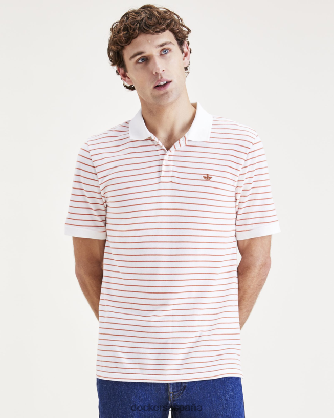 polo con cuello de canalé, corte entallado hombres Dockers garceta - blanca ropa 8F0406549