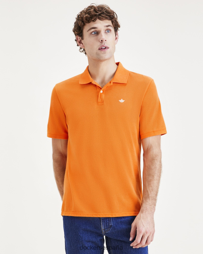 polo con cuello de canalé, corte entallado hombres Dockers naranja ocre - naranja ropa 8F0406551