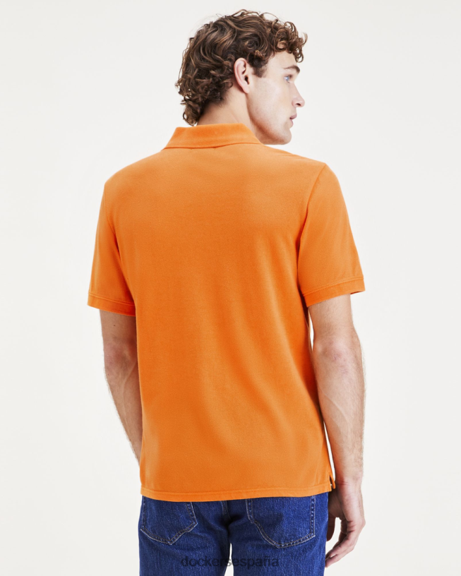 polo con cuello de canalé, corte entallado hombres Dockers naranja ocre - naranja ropa 8F0406551