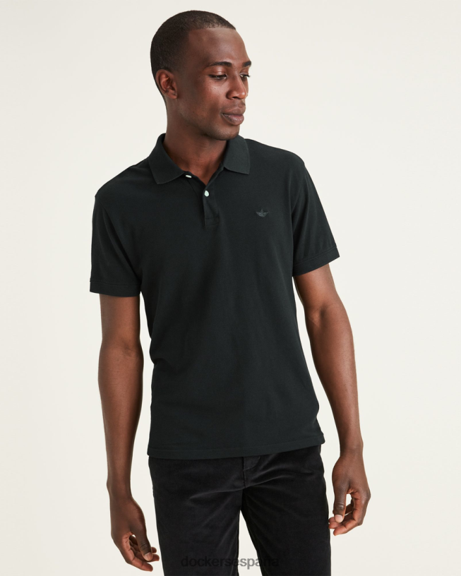polo con cuello de canalé, corte entallado hombres Dockers negro mineral ropa 8F040632
