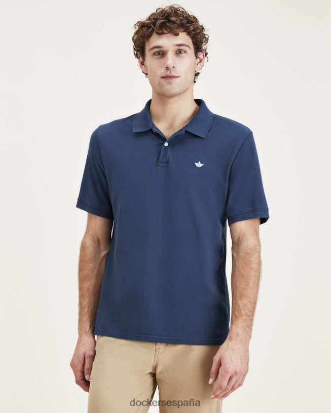polo con cuello de canalé, corte entallado hombres Dockers océano azul ropa 8F0406550