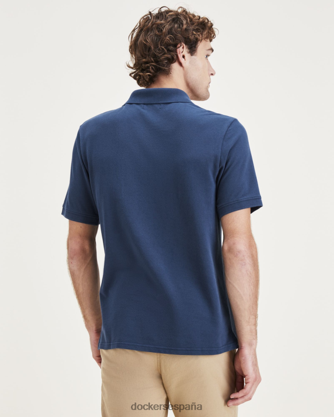 polo con cuello de canalé, corte entallado hombres Dockers océano azul ropa 8F0406550