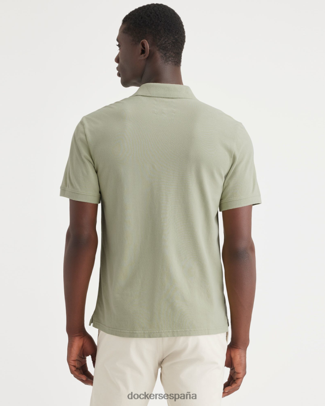 polo con cuello de canalé, corte entallado hombres Dockers pelusa - verde ropa 8F040634