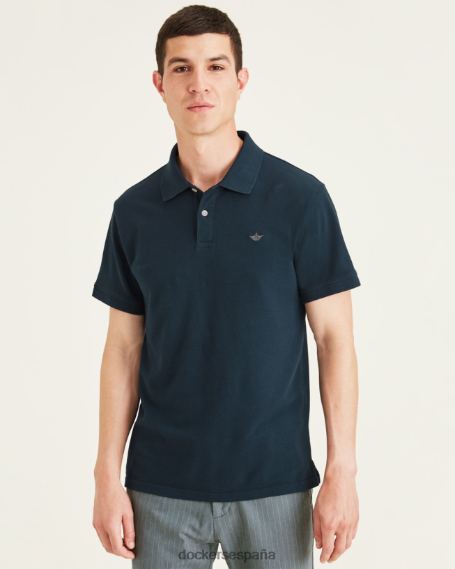 polo con cuello de canalé, corte entallado hombres Dockers pembroke - azul ropa 8F040631