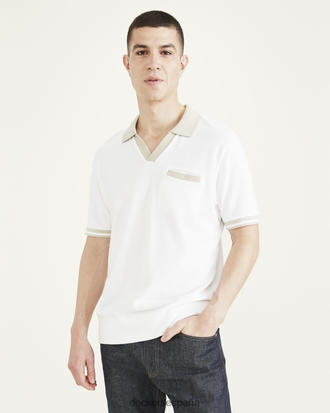 polo con cuello johnny, ajuste regular hombres Dockers blanco brillante ropa 8F0406865