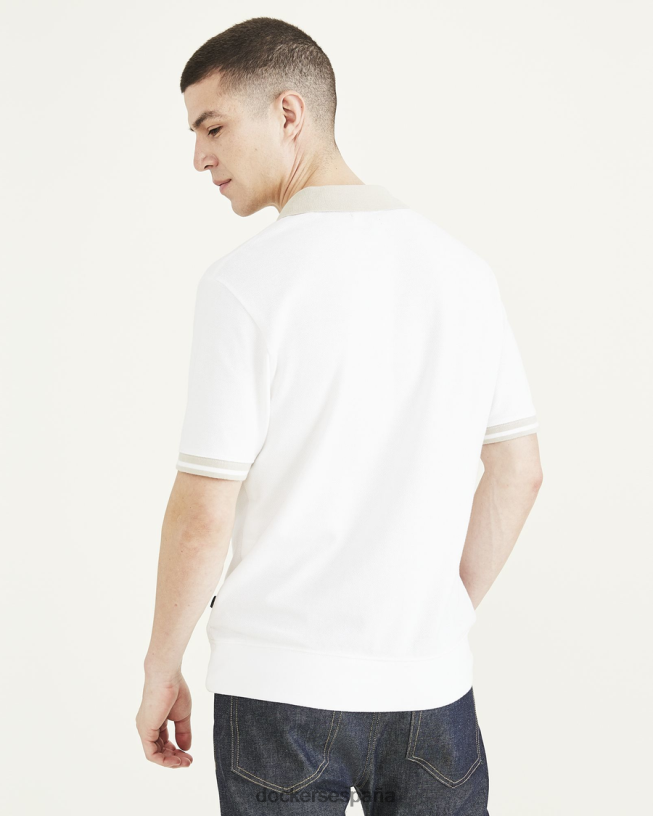 polo con cuello johnny, ajuste regular hombres Dockers blanco brillante ropa 8F0406865