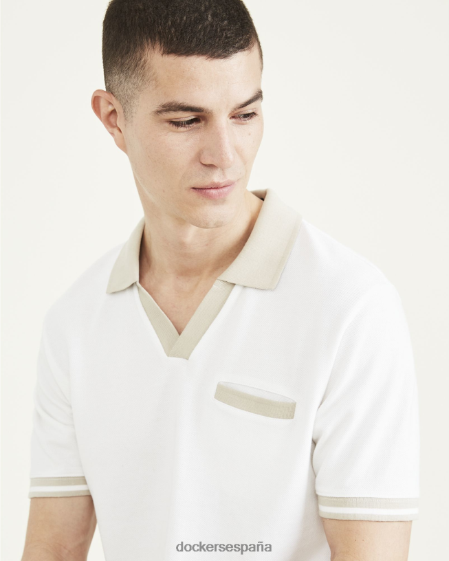 polo con cuello johnny, ajuste regular hombres Dockers blanco brillante ropa 8F0406865