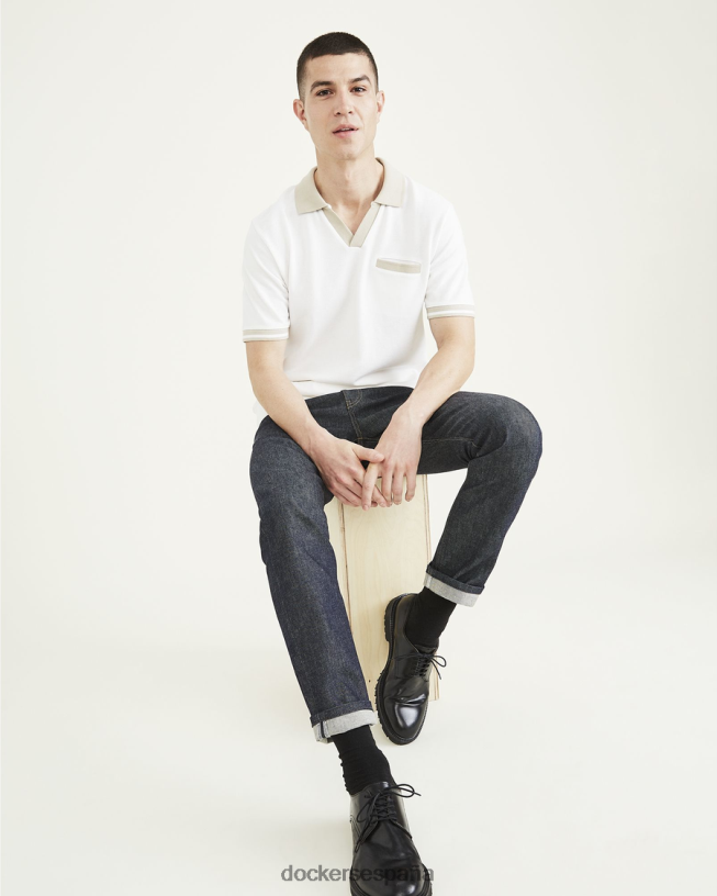 polo con cuello johnny, ajuste regular hombres Dockers blanco brillante ropa 8F0406865