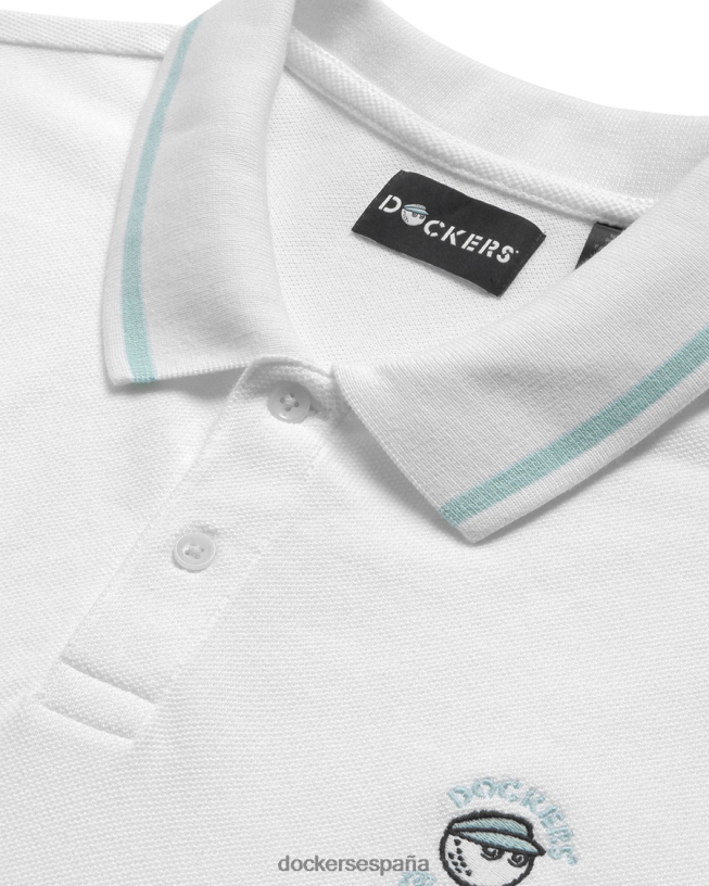 polo de piqué malbon, corte ajustado hombres Dockers blanco brillante ropa 8F0406343