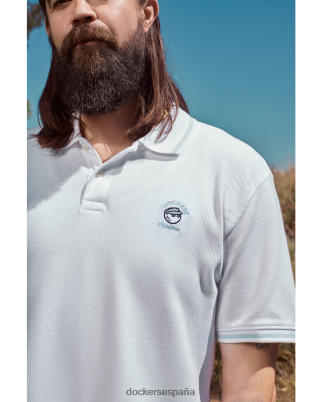 polo de piqué malbon, corte ajustado hombres Dockers blanco brillante ropa 8F0406343