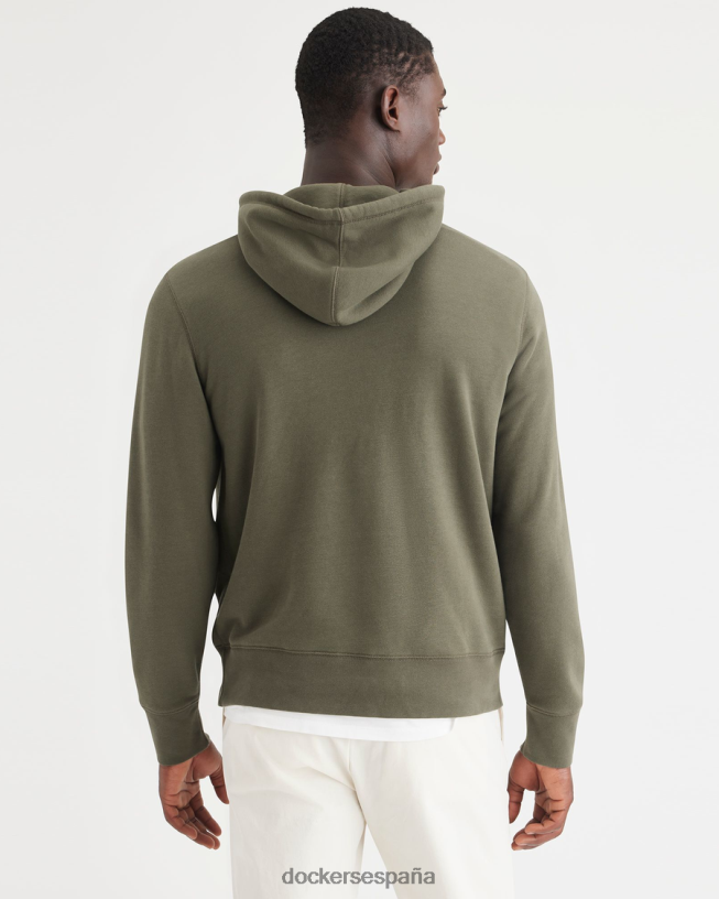 sudadera con capucha, ajuste regular hombres Dockers ejercito verde ropa 8F0406221
