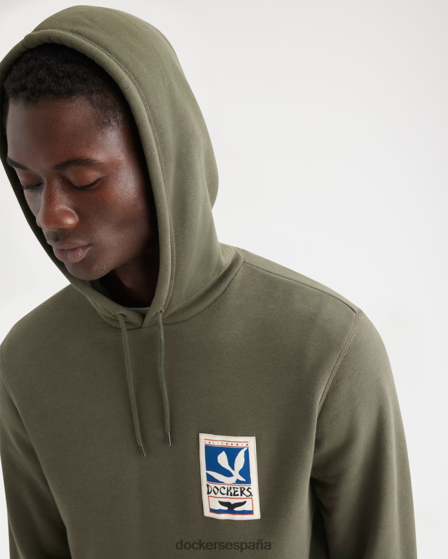 sudadera con capucha, ajuste regular hombres Dockers ejercito verde ropa 8F0406221