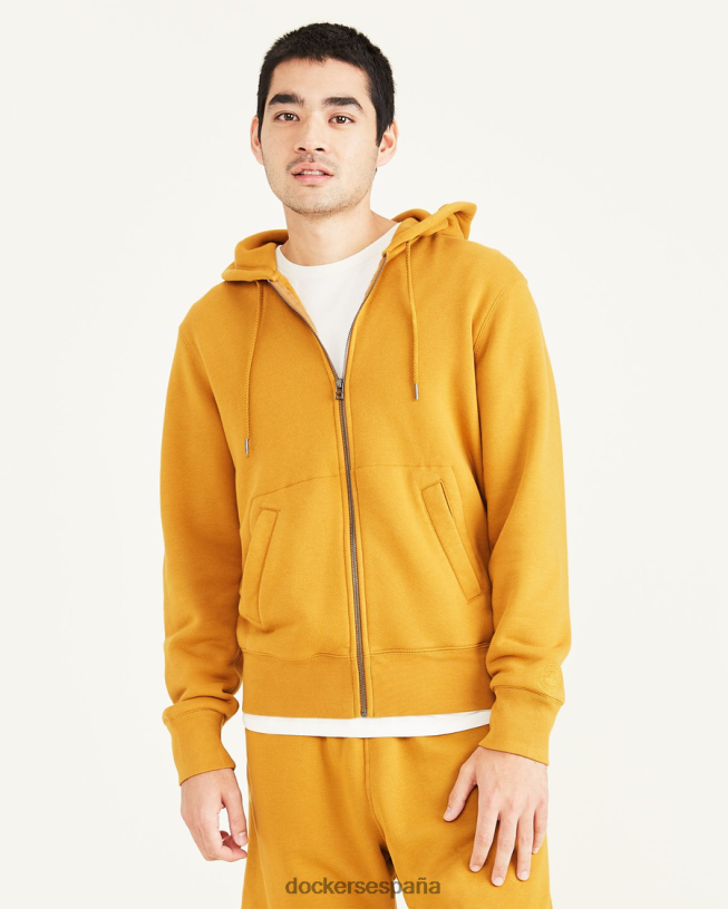 sudadera con capucha y cremallera completa, ajuste regular hombres Dockers té chai - naranja ropa 8F0406527
