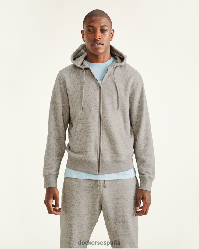 sudadera deportiva con capucha y cremallera completa, ajuste regular hombres Dockers Brezo chimenea - gris ropa 8F0406525