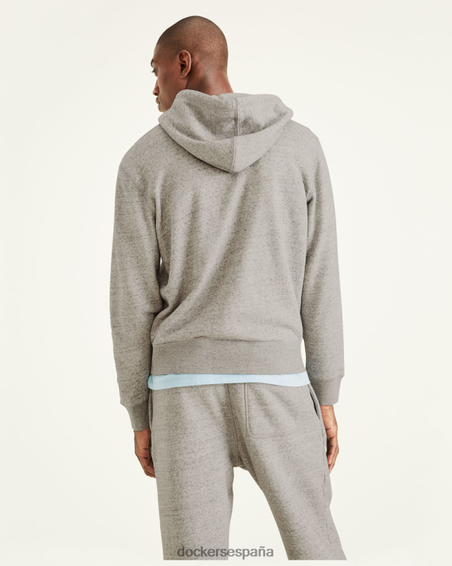 sudadera deportiva con capucha y cremallera completa, ajuste regular hombres Dockers Brezo chimenea - gris ropa 8F0406525