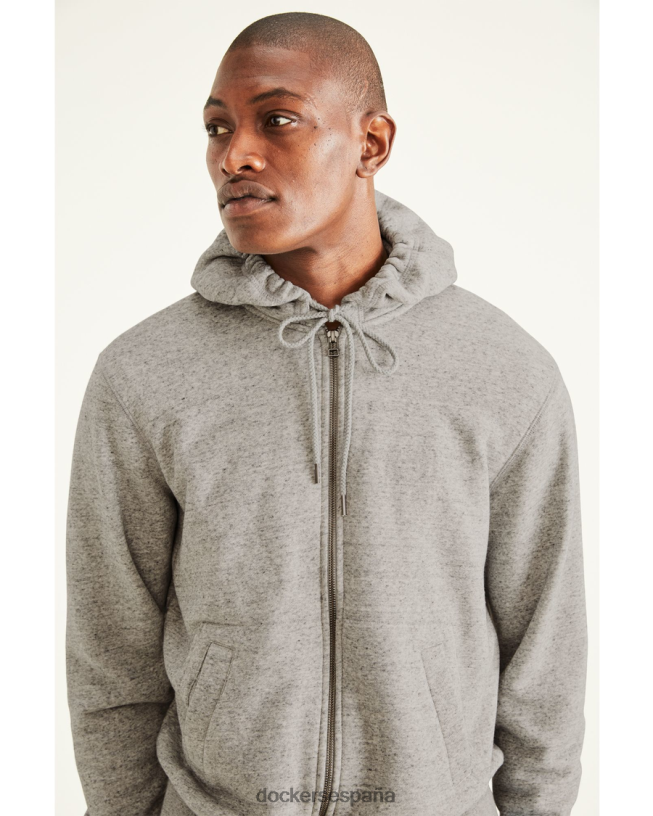sudadera deportiva con capucha y cremallera completa, ajuste regular hombres Dockers Brezo chimenea - gris ropa 8F0406525