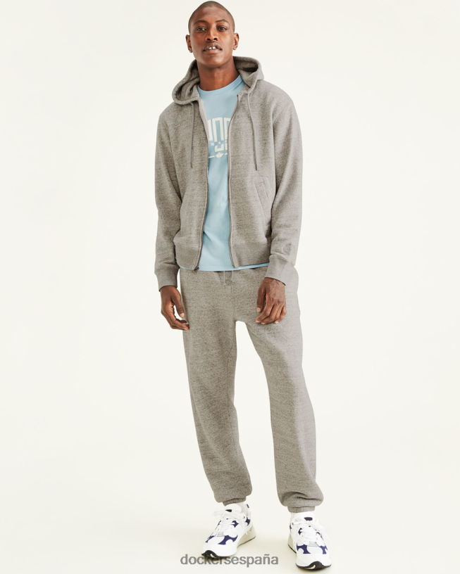 sudadera deportiva con capucha y cremallera completa, ajuste regular hombres Dockers Brezo chimenea - gris ropa 8F0406525