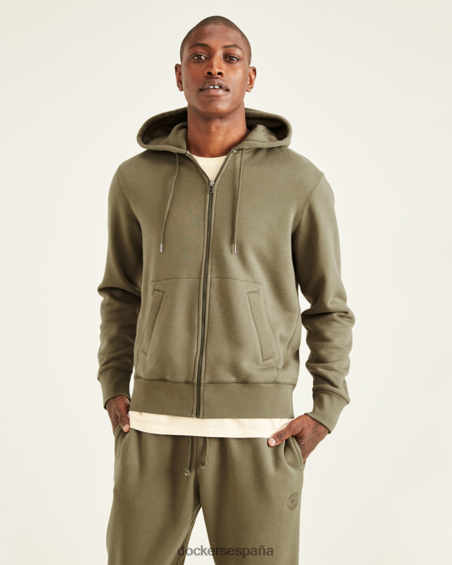 sudadera deportiva con capucha y cremallera completa, ajuste regular hombres Dockers camuflaje - verde ropa 8F0406524