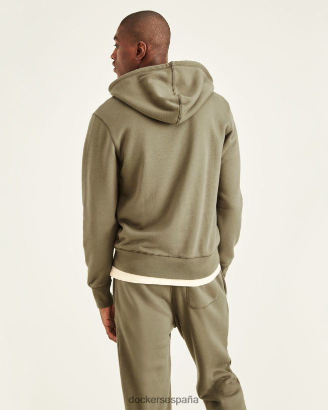 sudadera deportiva con capucha y cremallera completa, ajuste regular hombres Dockers camuflaje - verde ropa 8F0406524