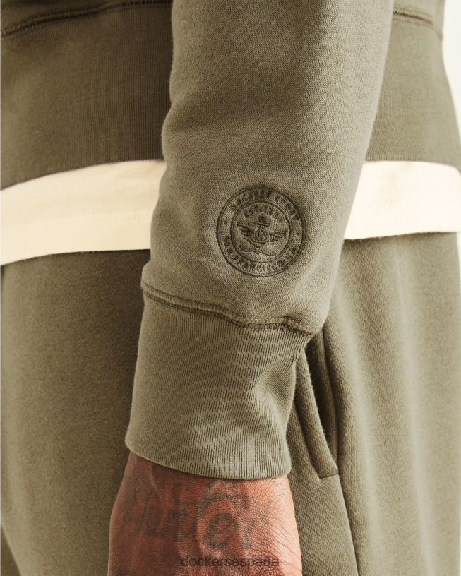 sudadera deportiva con capucha y cremallera completa, ajuste regular hombres Dockers camuflaje - verde ropa 8F0406524