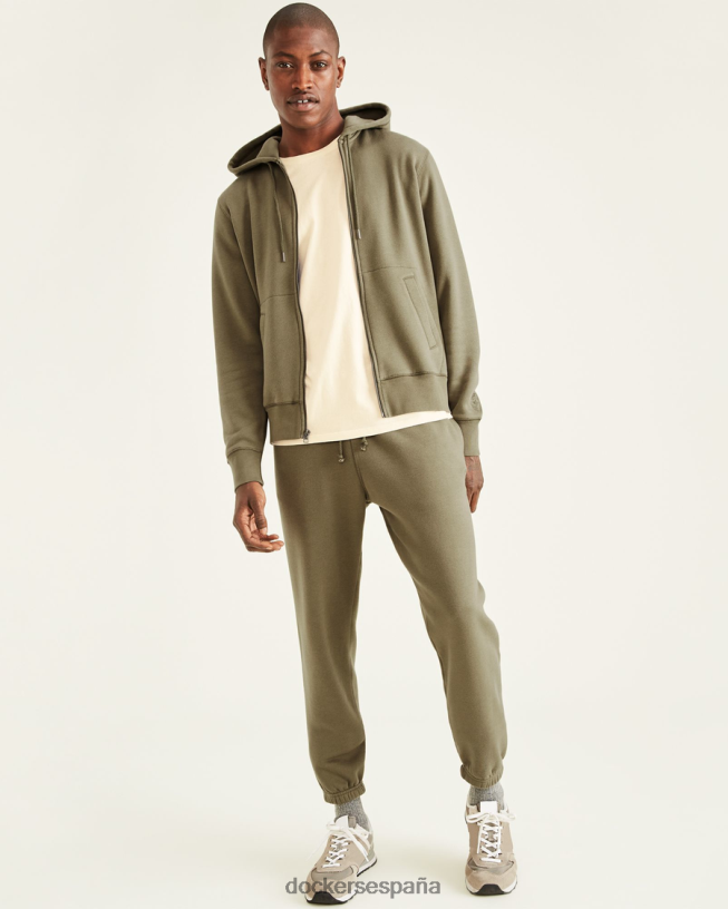 sudadera deportiva con capucha y cremallera completa, ajuste regular hombres Dockers camuflaje - verde ropa 8F0406524