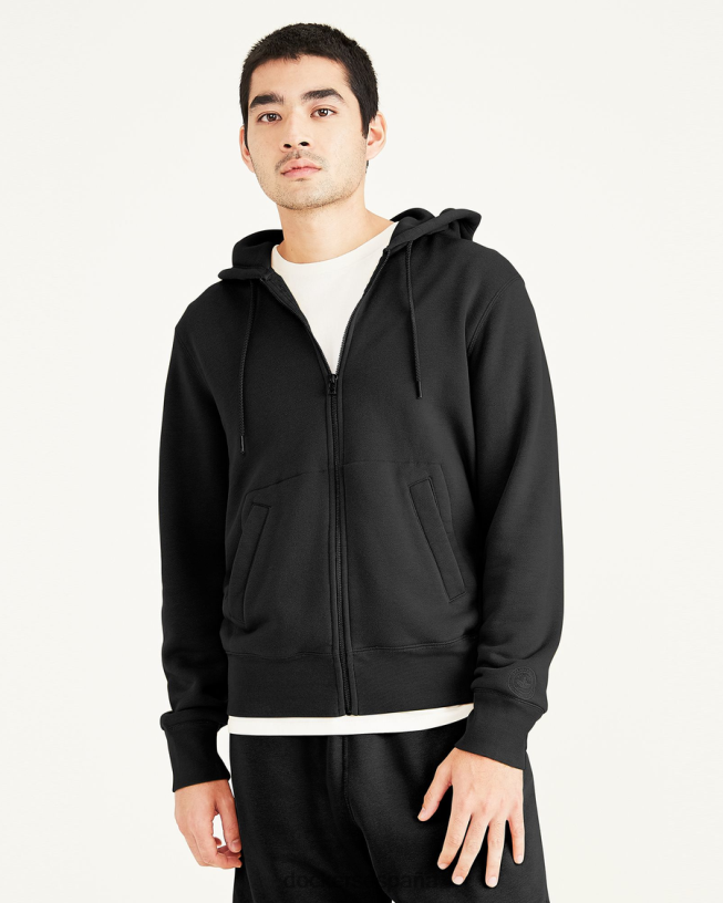 sudadera deportiva con capucha y cremallera completa, ajuste regular hombres Dockers hermoso negro ropa 8F0406523