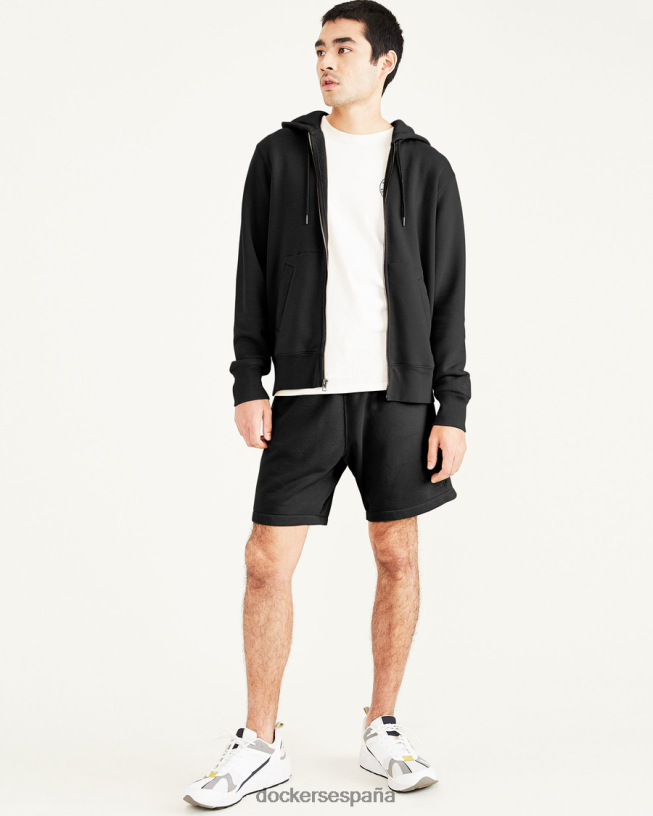 sudadera deportiva con capucha y cremallera completa, ajuste regular hombres Dockers hermoso negro ropa 8F0406523